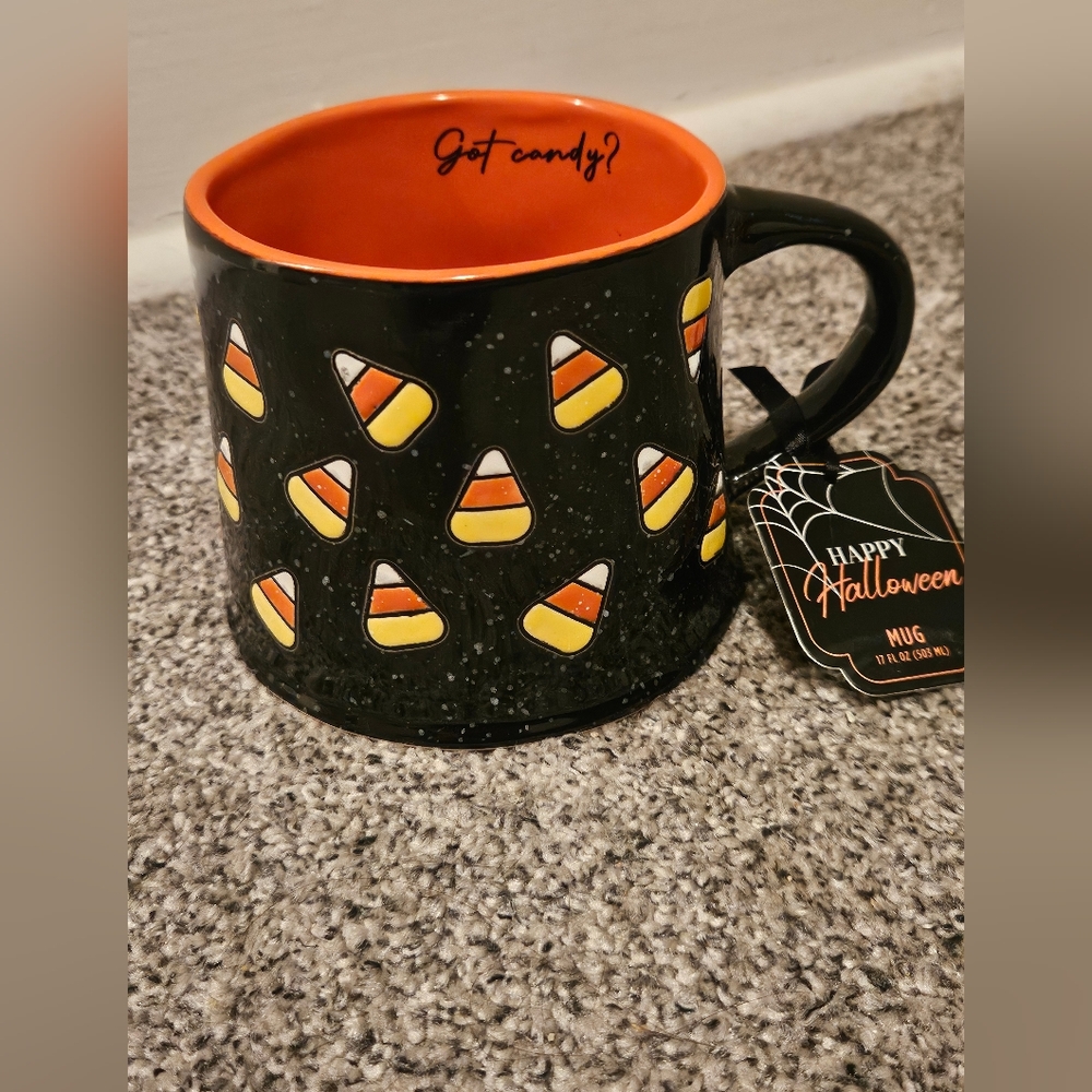 Halloween Candy Corn Mug Black & Orange Fun